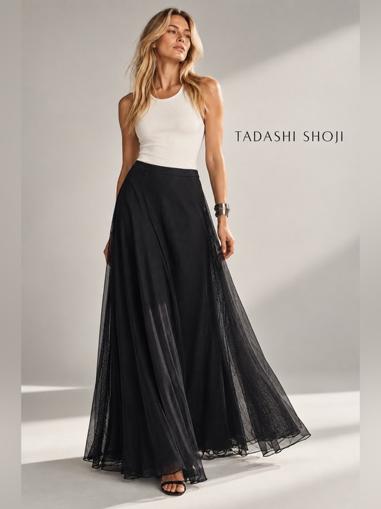 Tadashi Shoji Dresses & Skirts - tadashi shoji black maxi skirt vintage glamour formal mesh womens 12